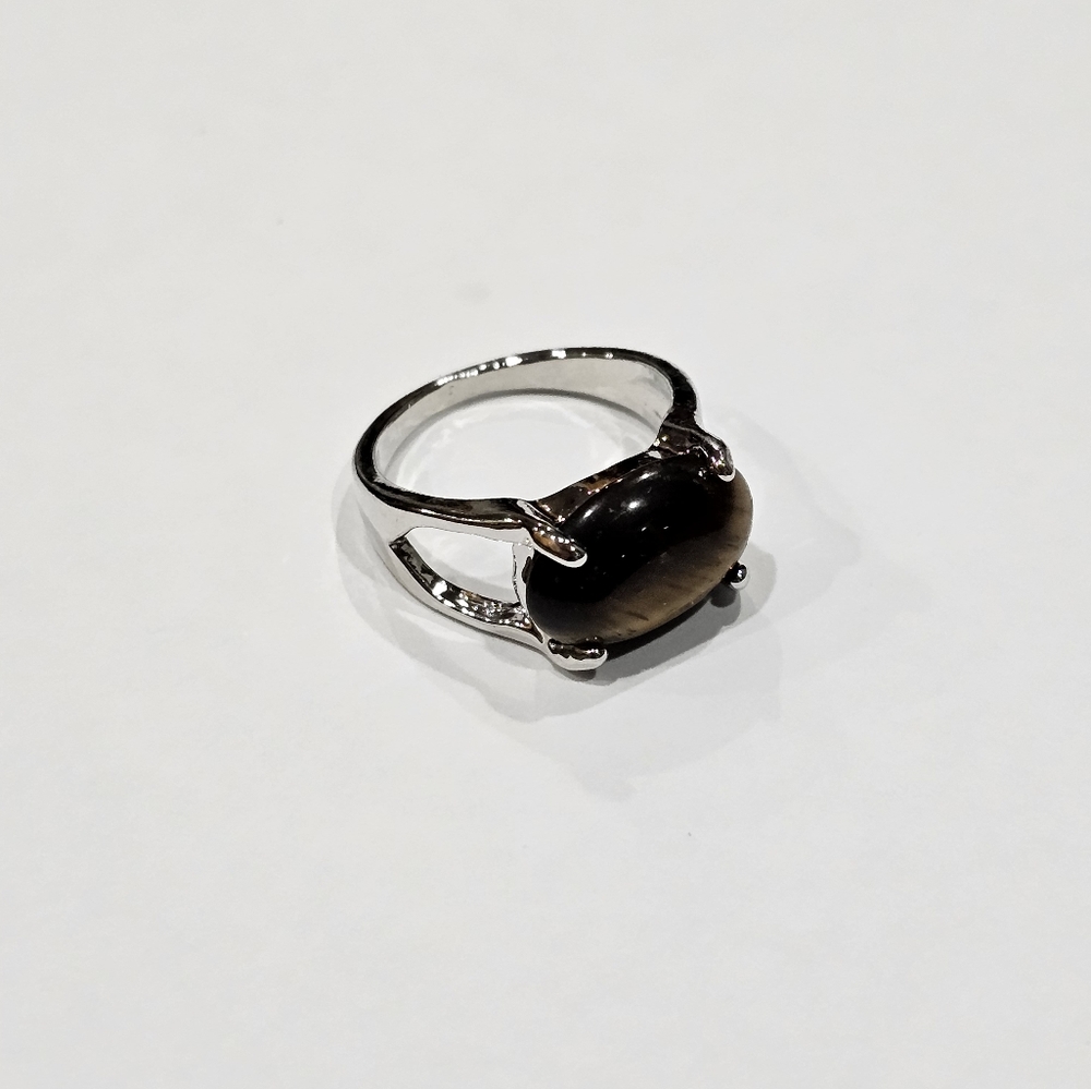 UNIQUE BUY FOR POPULAR NEW SIZE 7 UNISEX STRIPED TIGER EYE FASHION SILVER RING